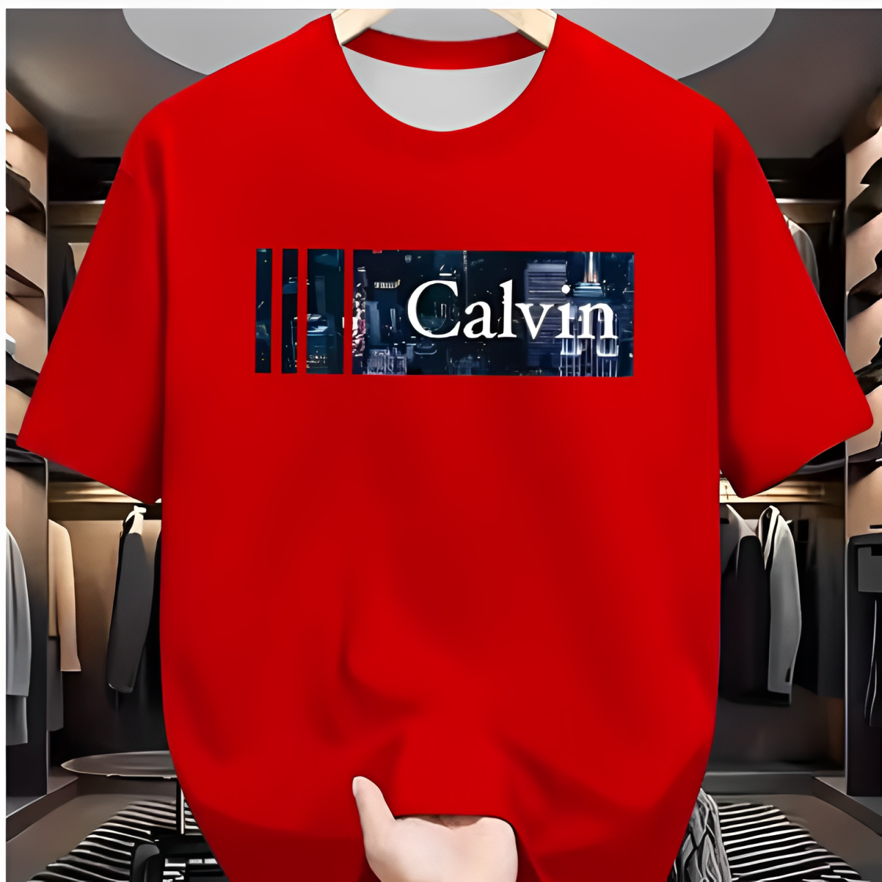 3D Printing Maket - 3D Logo T-Shirt: Vibrant Red Calvin