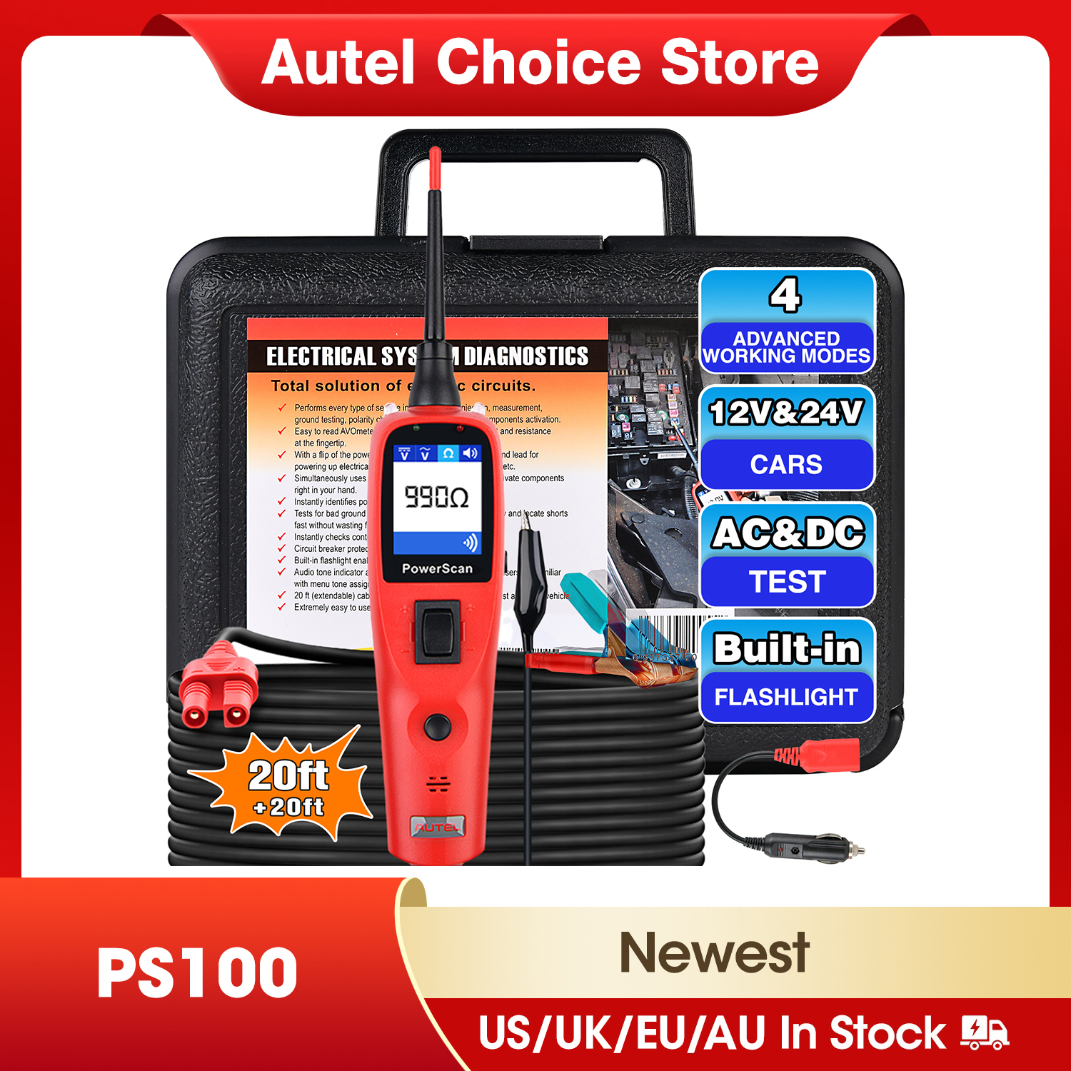 Autel PowerScan PS100 12V 24V  - 3D Printing Online ulasan dan harga