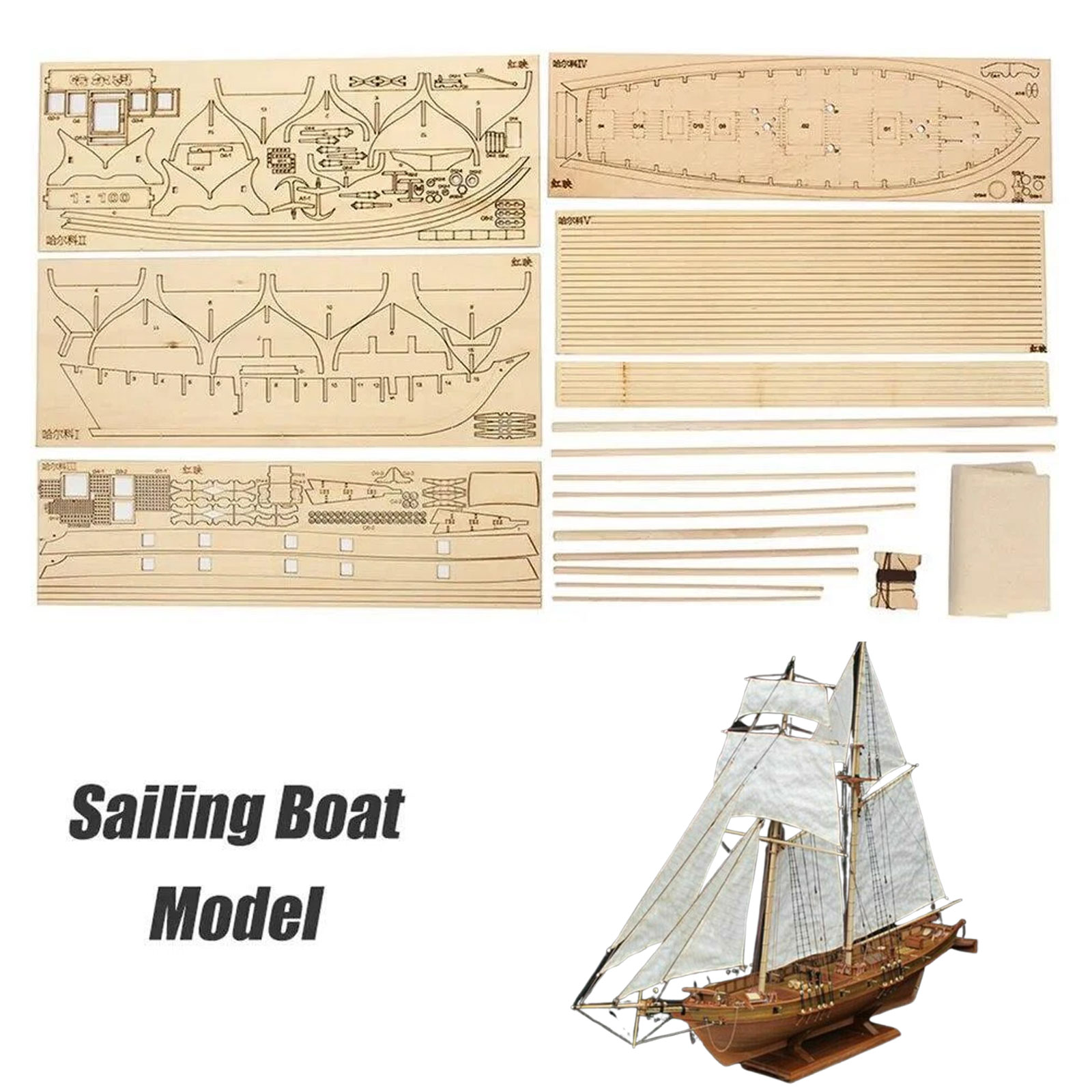 【Halcon Sailboat Wooden Model  - 3D Printing Lego ulasan dan harga