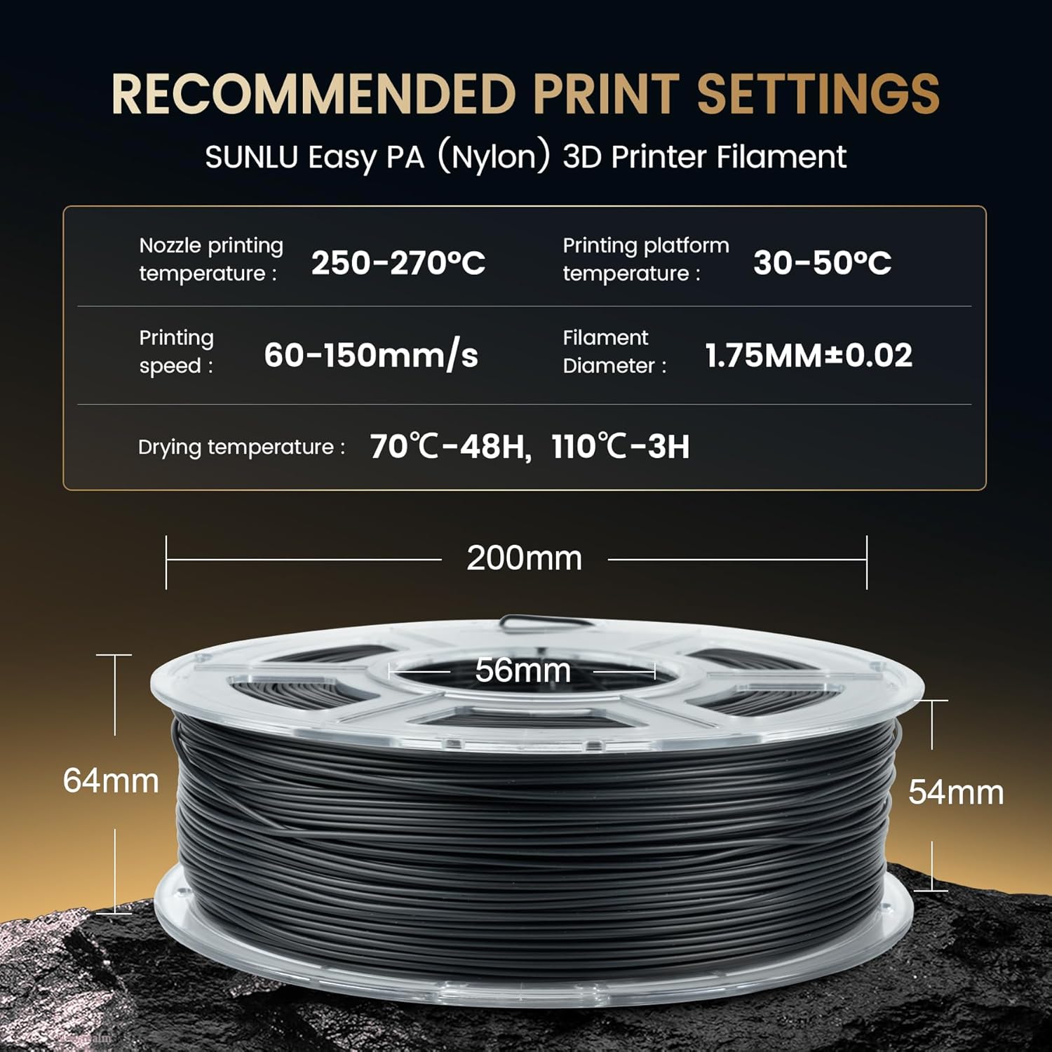 SUNLU 2KG Easy-to-Print Nylon  - 3D Printing Nylon Filament ulasan dan harga